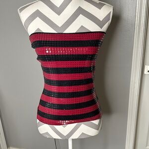 Burgany and Black Striped Tube Top